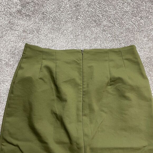 Van Heusen Stretch Skirt Womens 8 Green Knee Length Solid Zip Ladies Office Work - Picture 14 of 15